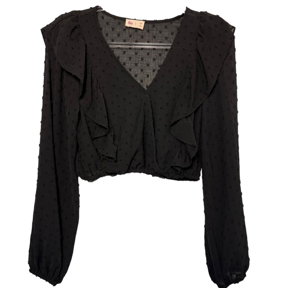 SO Black Textured Crop Top